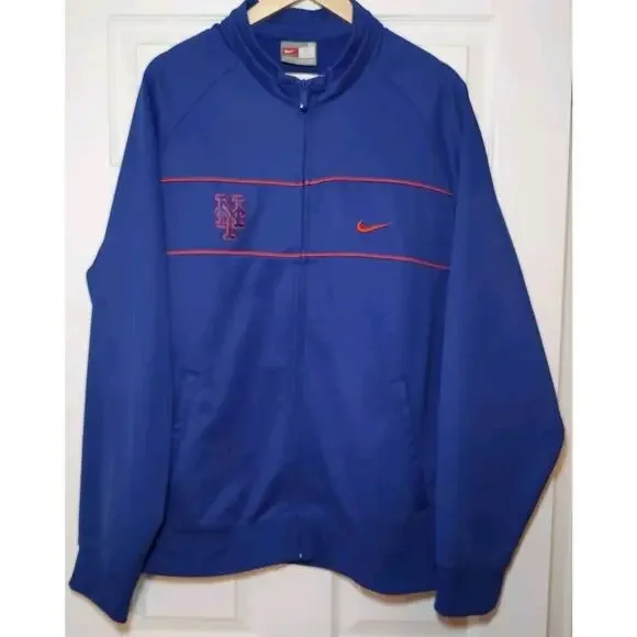 VINTAGE MEN'S NIKE NEW YORK Mets TRACK JACKET MLB BASEBALL SIZE X-LARGE - Picture 1 of 10